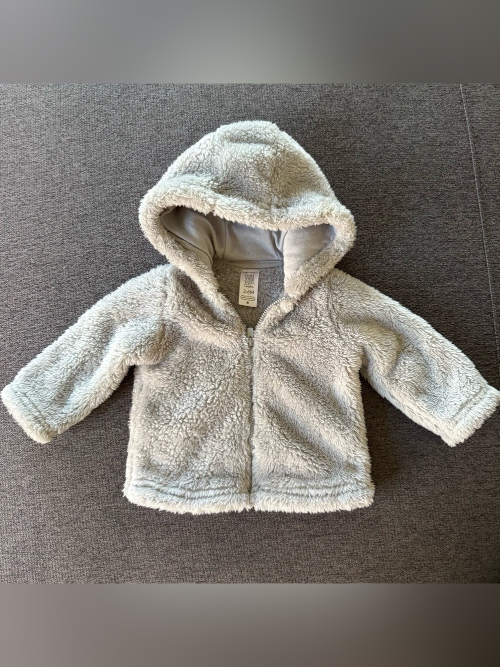 Carter’s Gray Plush Hooded Sherpa Jacket Baby Boy 3-6M Cozy Layering Minimalist